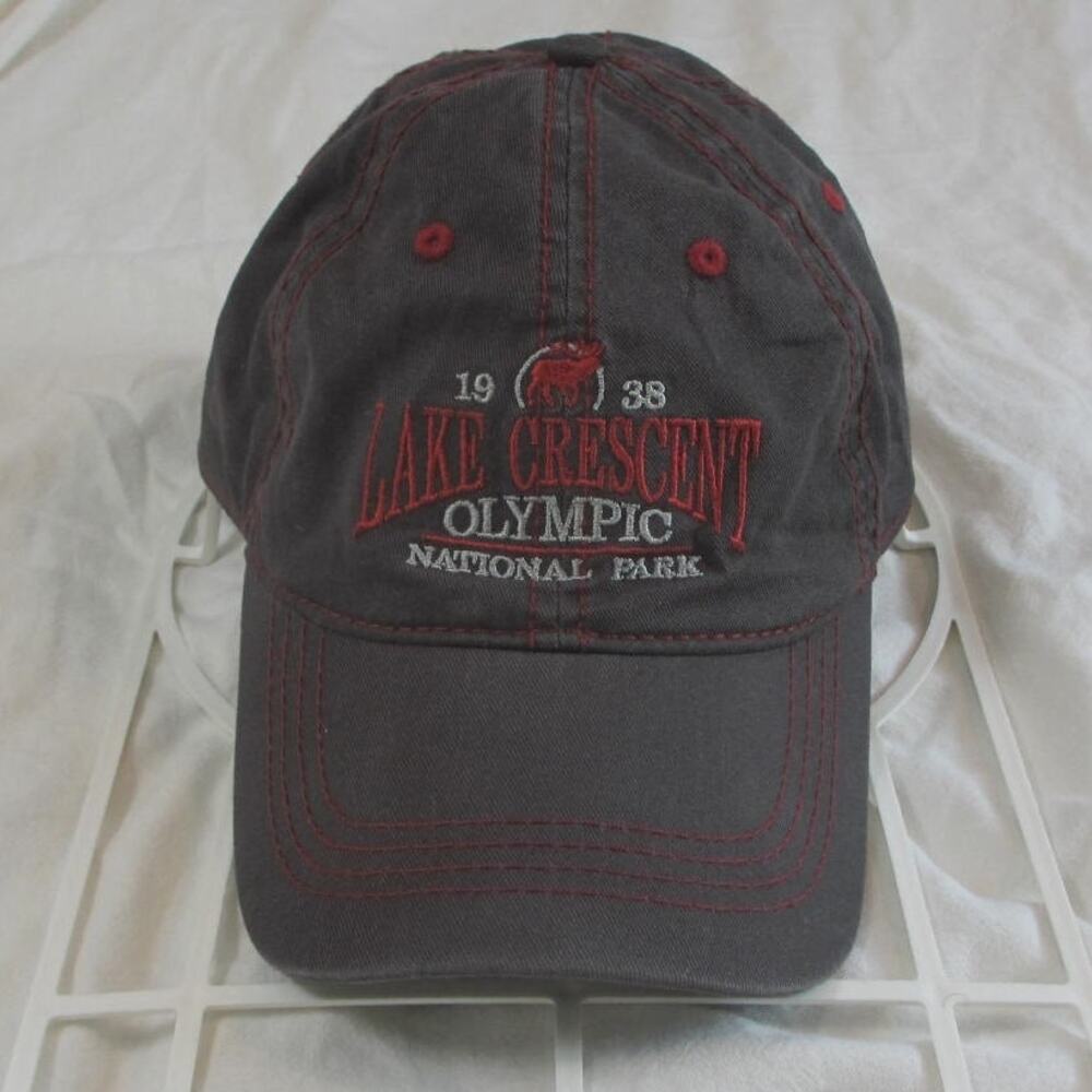 Lake Crescent Olympic National Park Strapback Hat/Cap Gray Washington State 1938